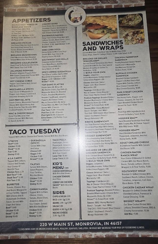 Main Street Grill Martinsville Menu image 3